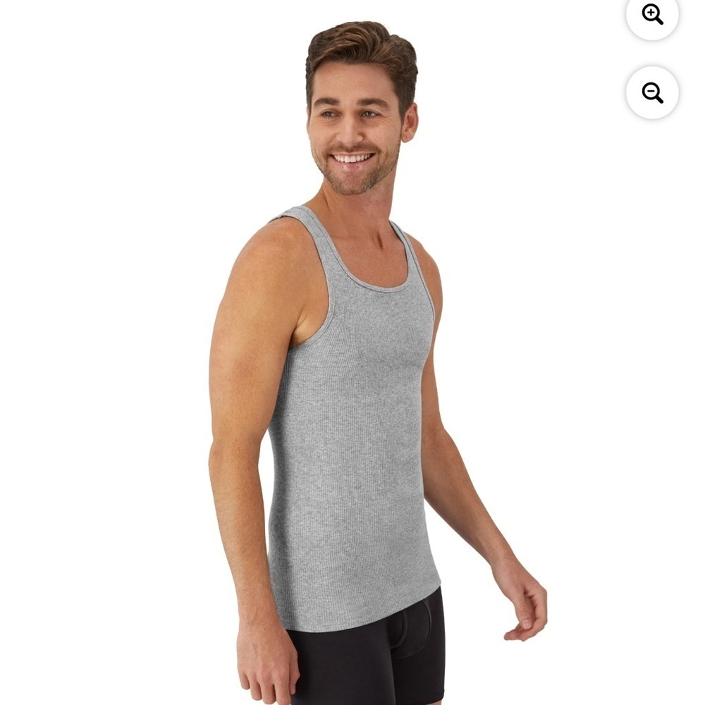 Hanes Tank Top Undershirt, Moisture-Wicking, Cotton Ribbed Tanks, 2-Pack x2 - Picture 6 of 9